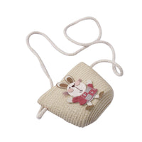 Playful straw bag with rabbit decoration for children