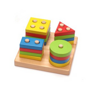 Baby wooden puzzle toy with geometric shapes