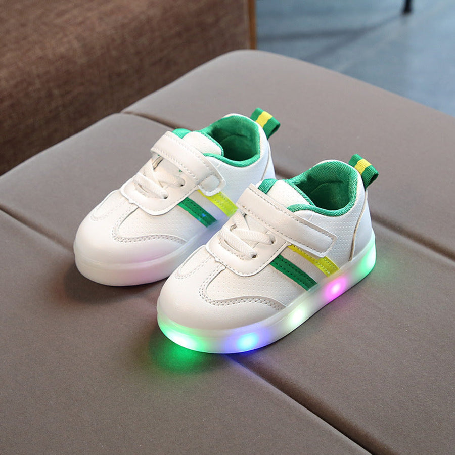 Unisex white LED shoes for children