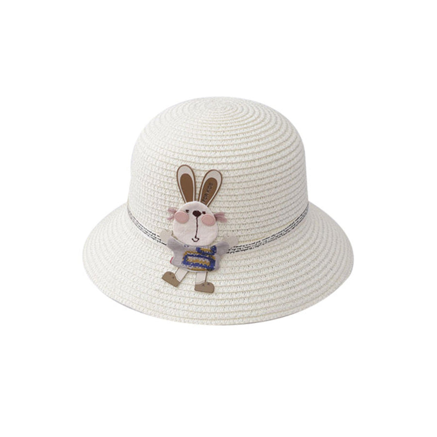 Casual straw hat with matching rabbit bag for kids