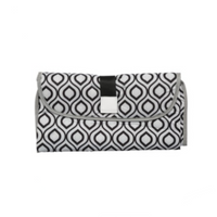White and black changing pad clutch with pockets