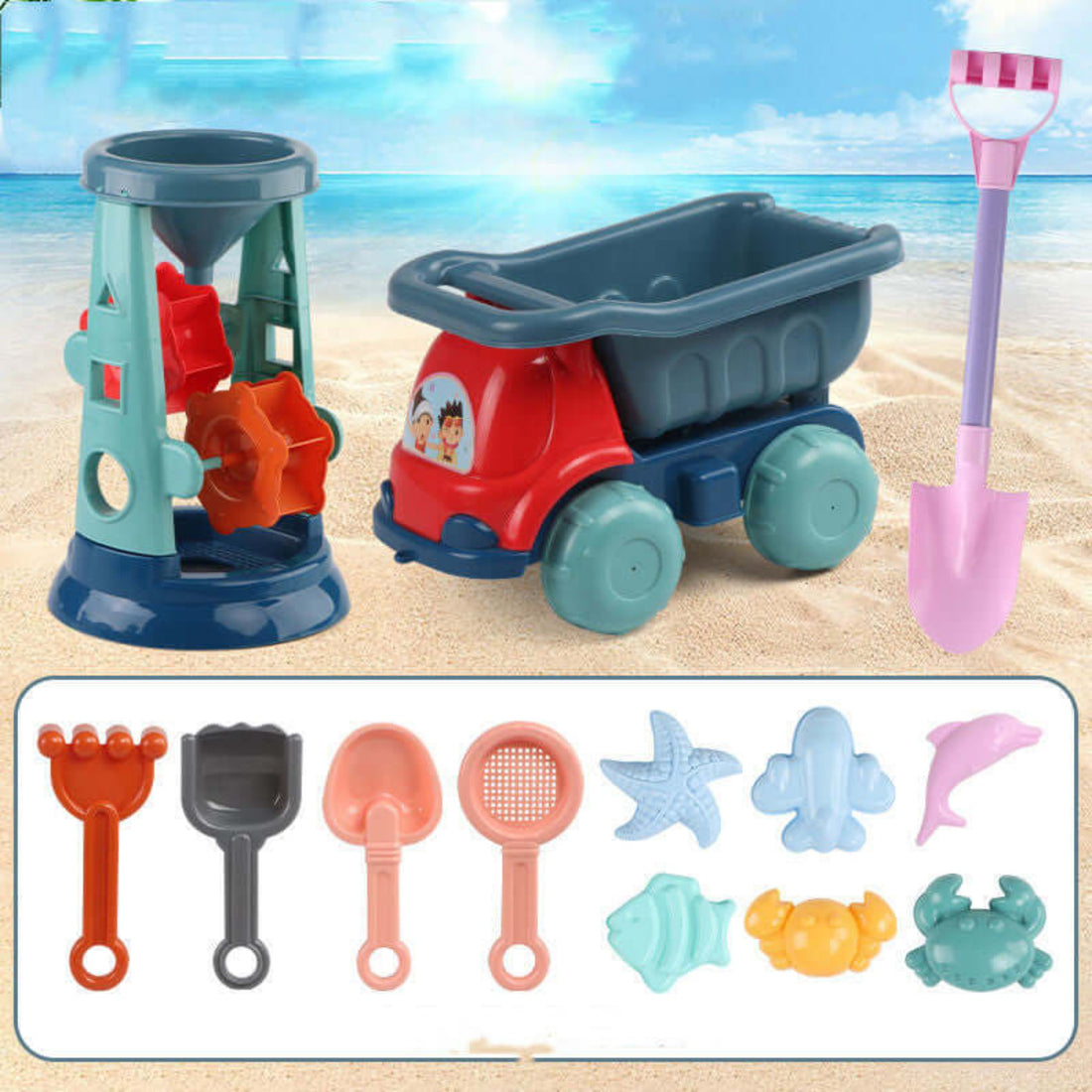 Colorful beach toy tools