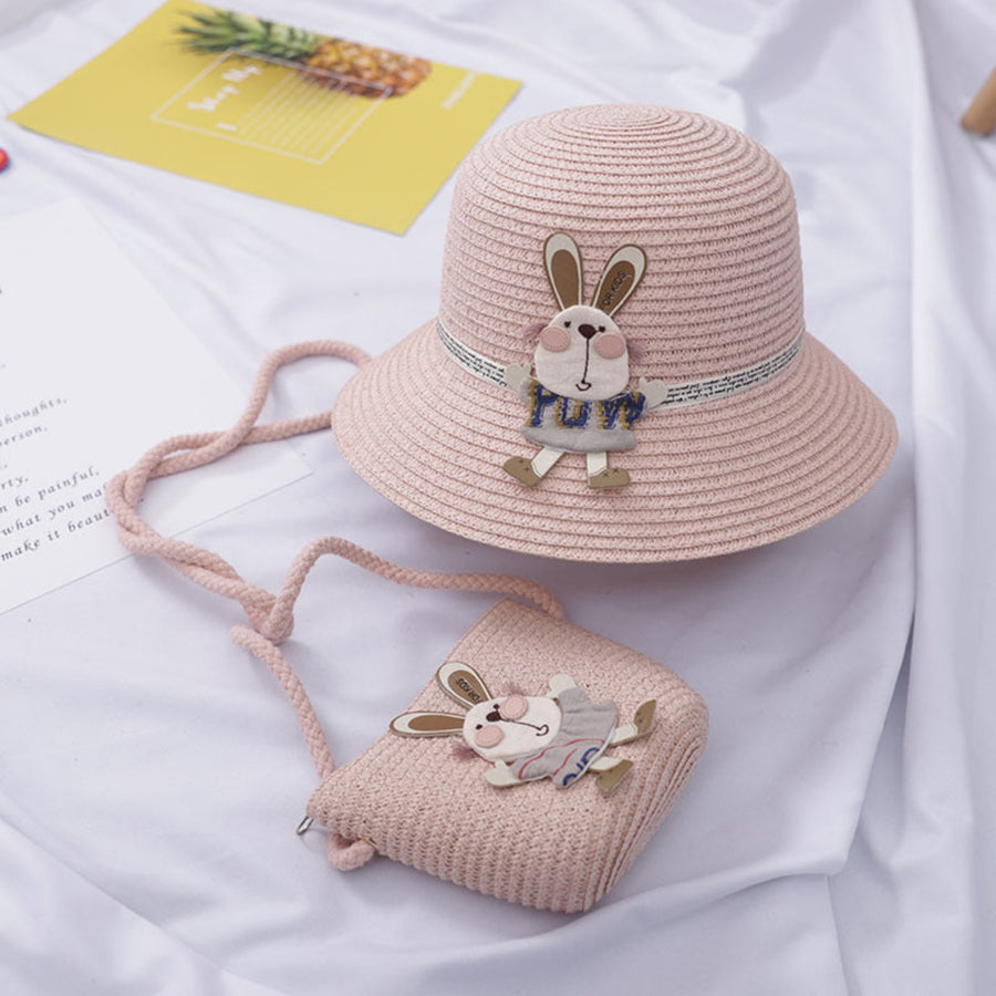 Children's straw hat and bag set for summer