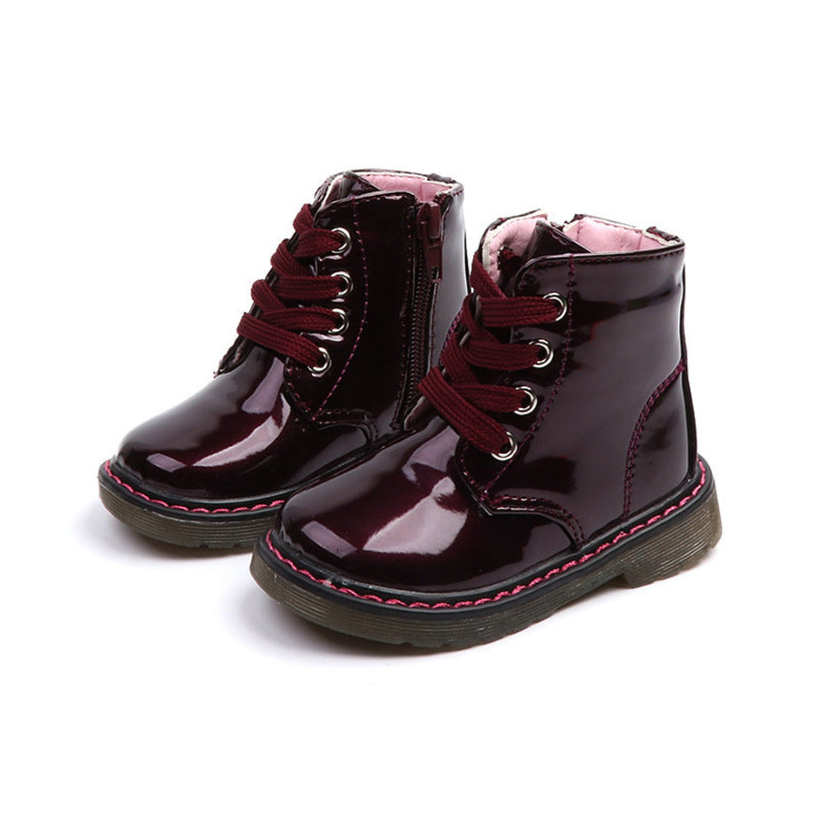 Girls Martin ankle boots in Wine Red
