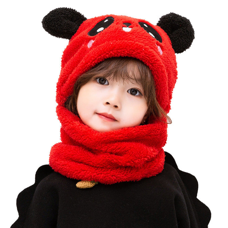 Winter hat for girls with panda design and ear protection