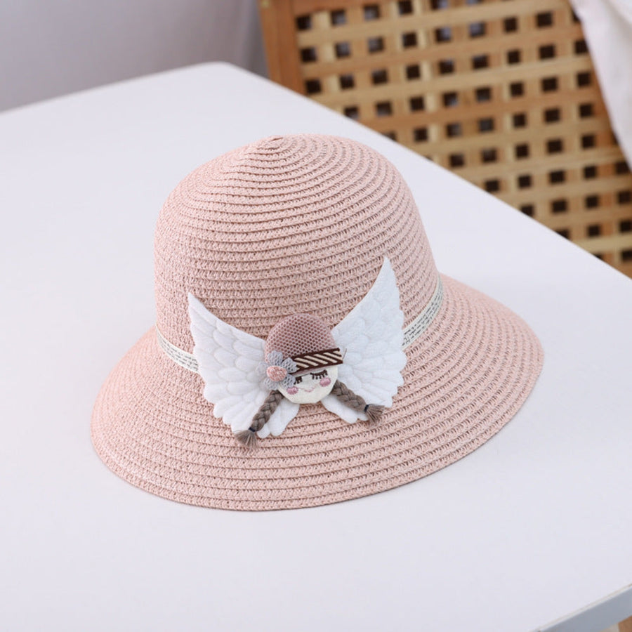 Stylish straw hat pink for children