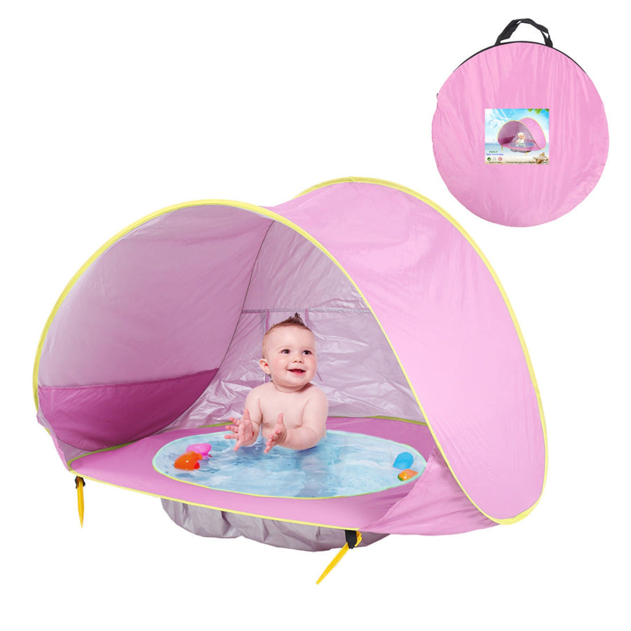 Pink foldable baby sun tent