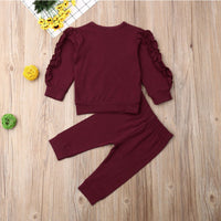 Infant fall clothes set with ruffles jumper