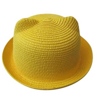 Straw hat with cat ears suitable for kids and adults