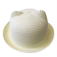 Durable straw hat featuring adorable cat ears