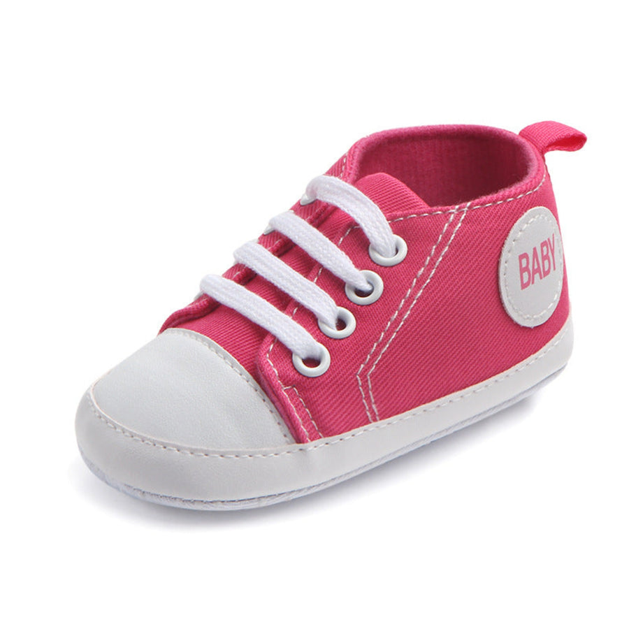 Breathable canvas baby sneakers in pink