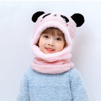 One-piece baby hat with bib for winter warmth