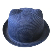 Straw sun hat with cat ears ideal for picnics