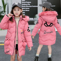 Colorful girls' winter jacket perfect for cold weather.