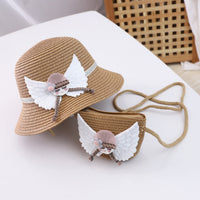 Straw hat and bag set for kids at a picnic