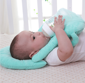 Plush baby feeding pillow in light blue