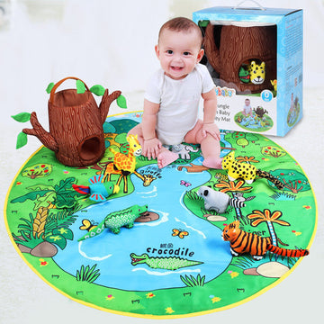 Colorful baby play blanket with animal designs