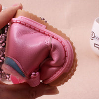 Baby girls' plush shoes with cotton lining