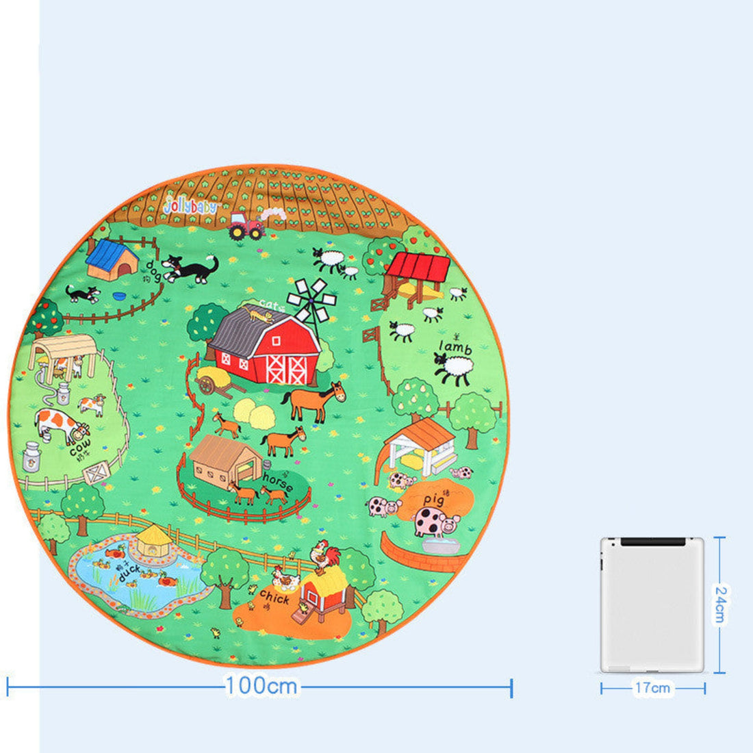 Early education play blanket with various textures
