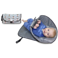 Grey portable diaper changing pad clutch