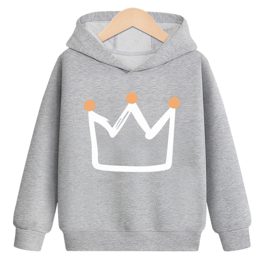 Unisex children's velvet hoodie featuring a crown design for added style and warmth.
