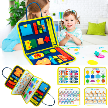 Children's busy board with zipper activity