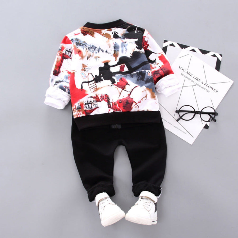 Cozy and stylish kids winter clothing set with jacket, shirt, and pants.