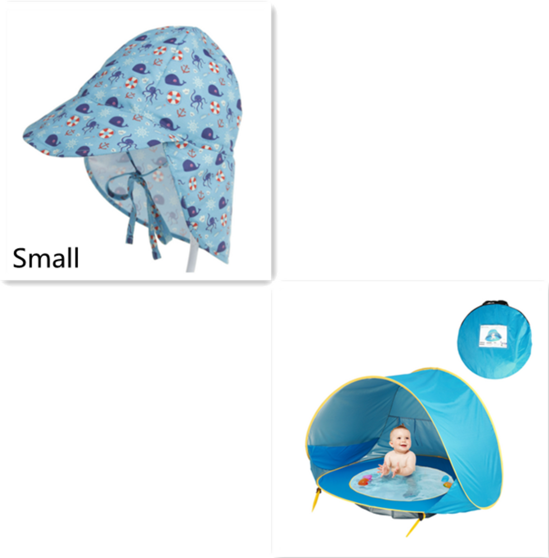 UV-protecting baby beach tent setup