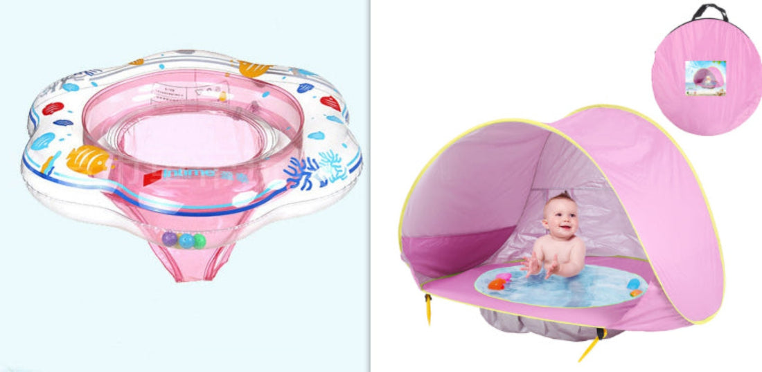 Baby playing inside UV-protecting tent
